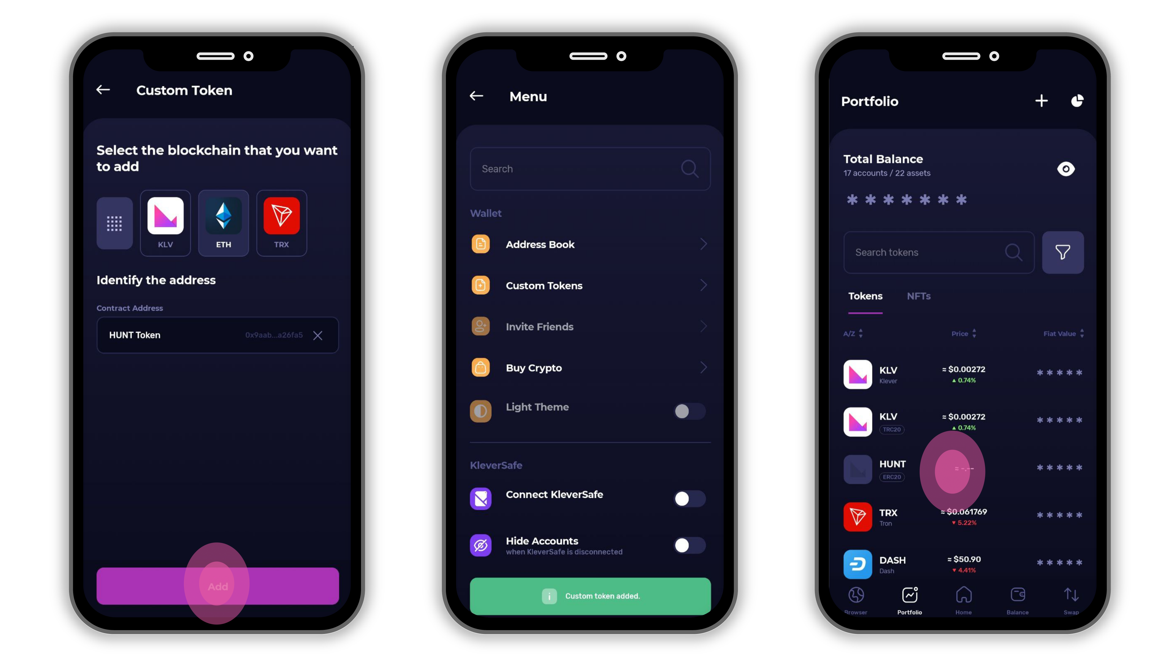 How to add a custom token to klever wallet k5 klever support